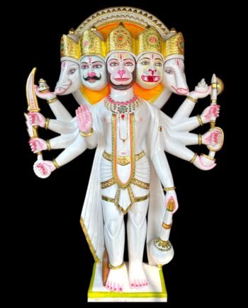 4 feet Punchmukhi Hanuman white Makrana Marble