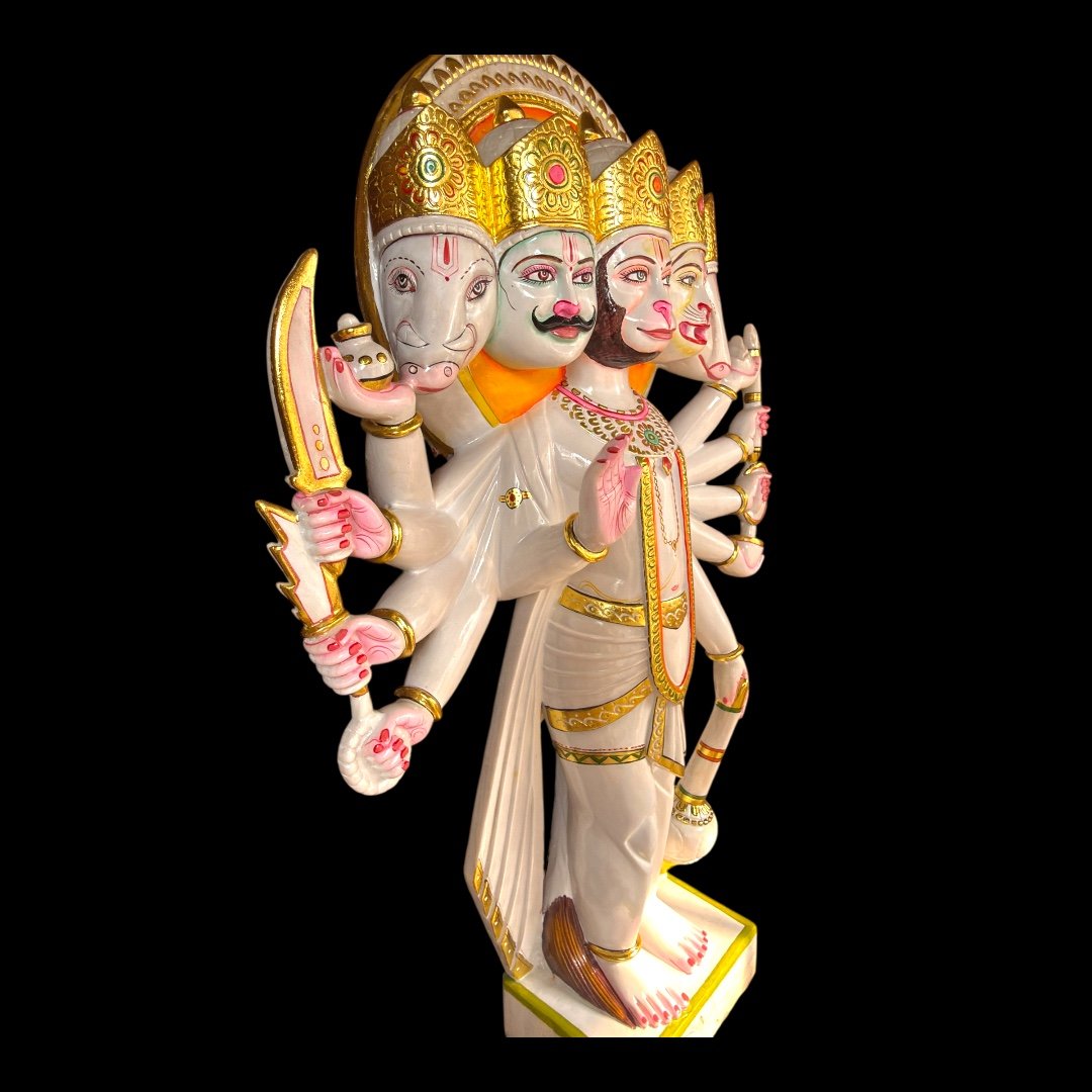 4 feet Punchmukhi Hanuman white Makrana Marble - Image 2