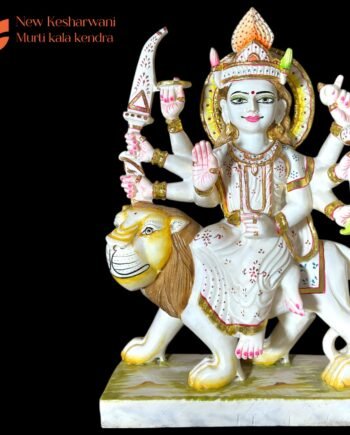 Maa Sherawali ,2.5 feet , White Makrana Marble